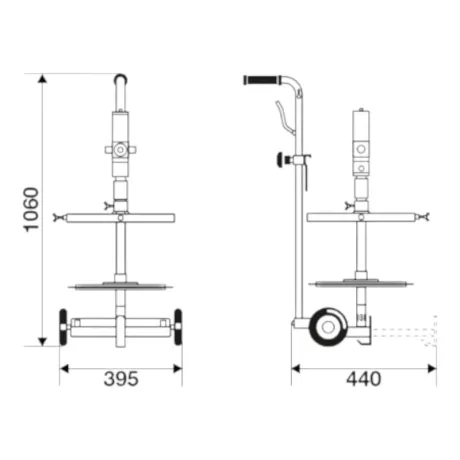 Przejdź do produktu Smarownica pneumatyczna na beczki 50/60 kg na wózku - RAASM