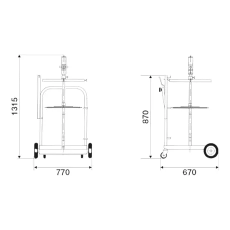 Przejdź do produktu Smarownica pneumatyczna na beczki 180/220 kg na wózku - RAASM